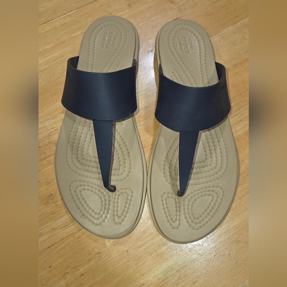 Crocs Tulum Flip Flop, Black, Size 8